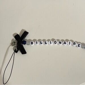 Black and White Beaded Phone Charm